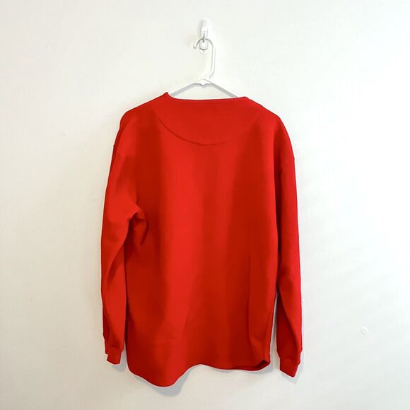 Nautica Plaid Fleece Sweater Henley Sleepwear Long Sleeve Red VTG Y2K Sz L - Picture 3 of 5